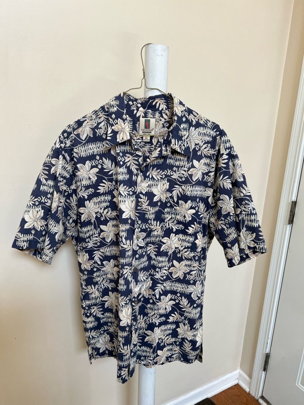 Tori Richard Honolulu Floral Hawaiian Shirt Mens LARGE Cotton Lawn Pocket Button